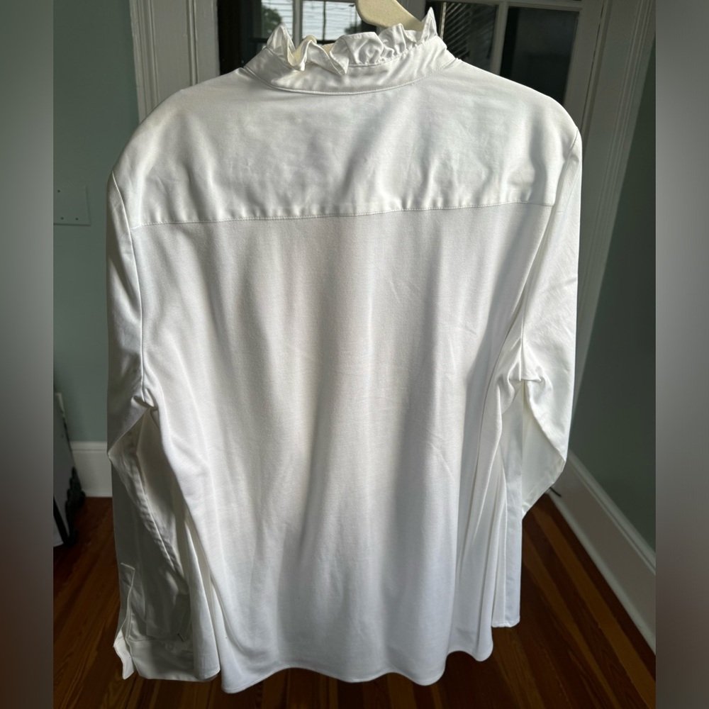 Etcetera White Ruffled Button Down Blouse - image 6